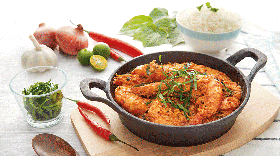 Kari Udang Berkrim dengan Daun Kaduk